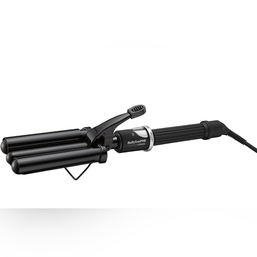 BabylissPRO Porcelain Ceramic Triple Barrel Waver, Black
